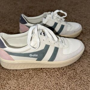 Gola White and Green Sneakers with Breathable Leather